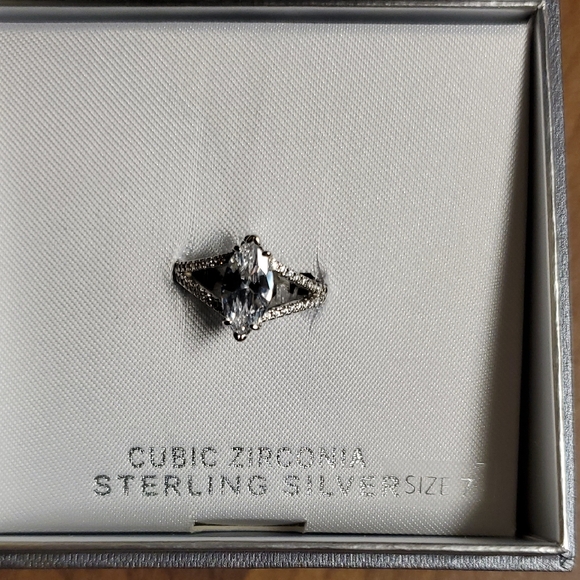 Jewelry - Sterling Silver Cubic Zirconia Marquise Ring in Silver